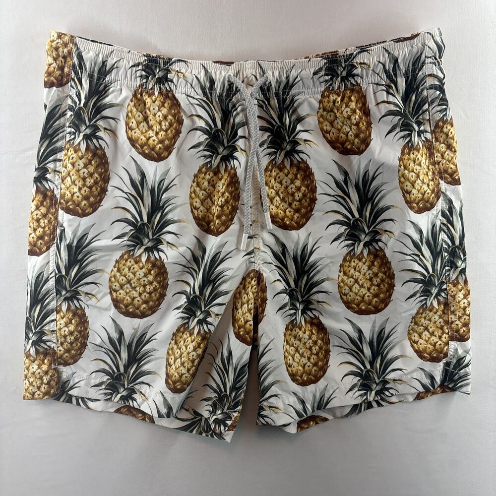 EXPRESS Pineapple AOP Print Swim Trunks Lined Pockets Mens Size Large Ships Fast